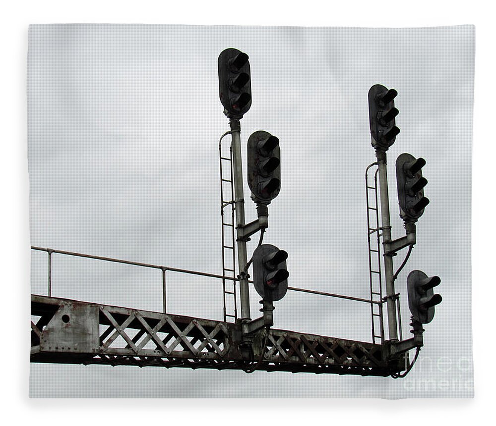 Train Lights Fleece Blanket featuring the photograph Train Lights by Roberta Byram
