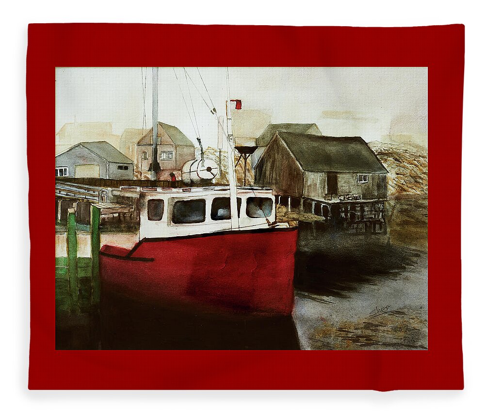 Sher Nasser Artist Fleece Blanket featuring the painting Tranquility Watercolor Painting by Sher Nasser Artist