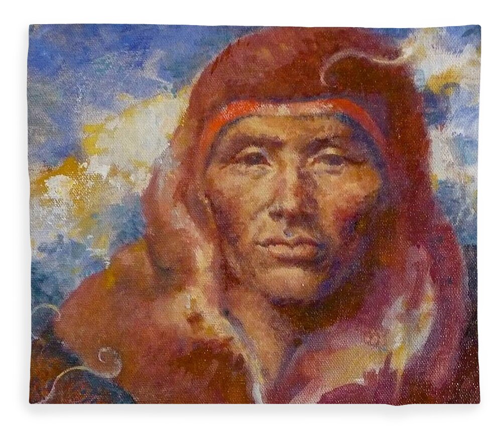 Native American Fleece Blanket featuring the painting Transitions by Ellen Dreibelbis