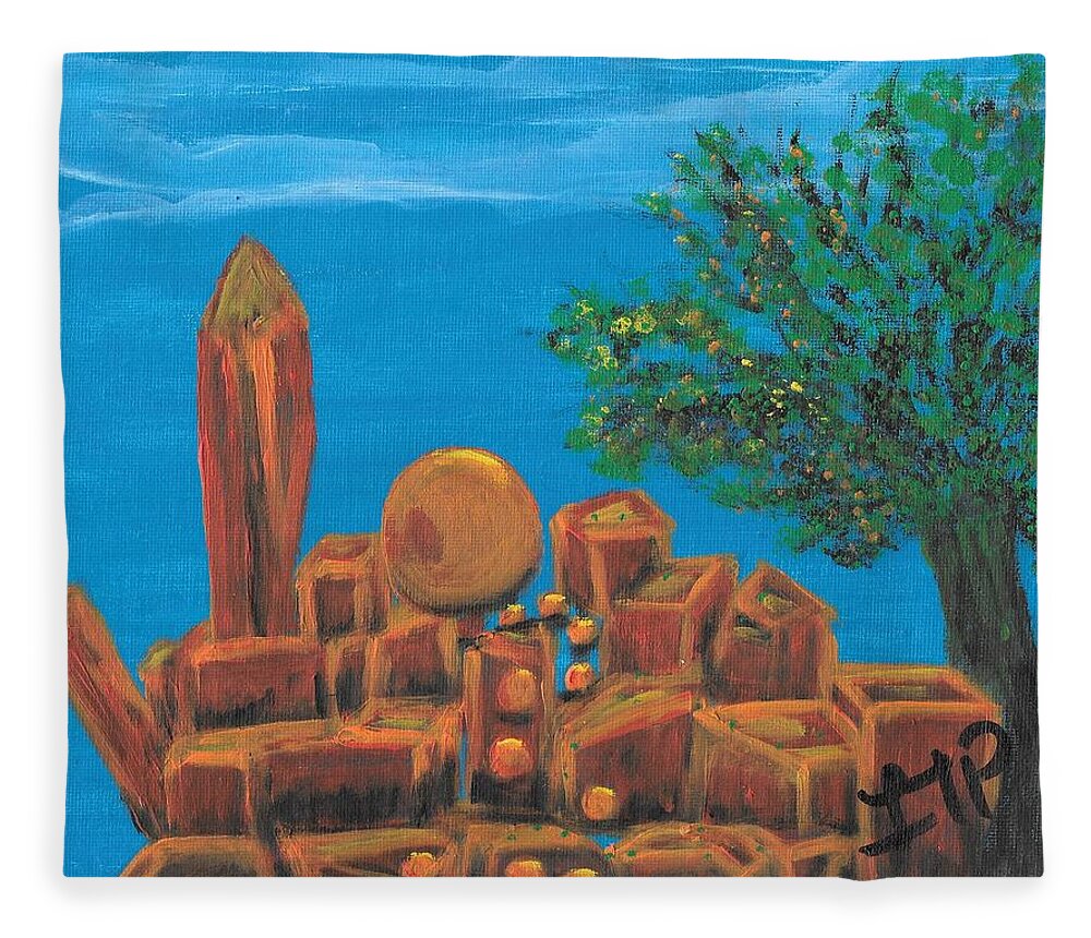 Gift Fleece Blanket featuring the painting Treasure by Esoteric Gardens KN