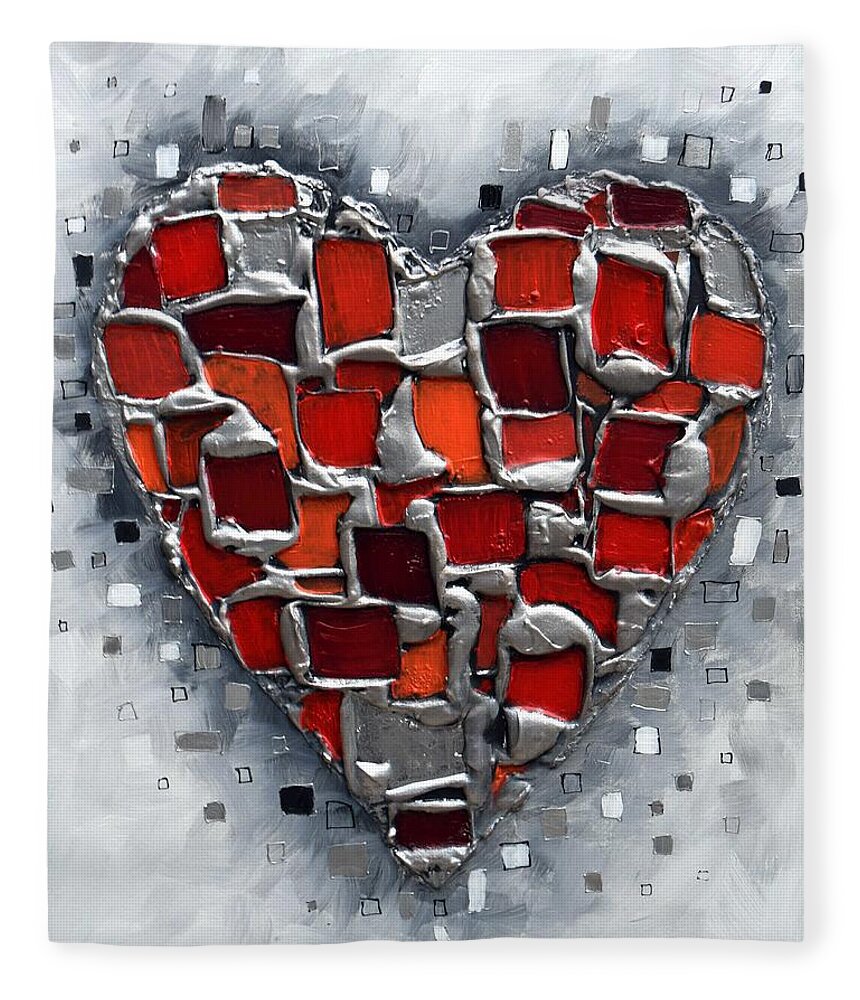 Heart Fleece Blanket featuring the painting Treasured Heat by Amanda Dagg
