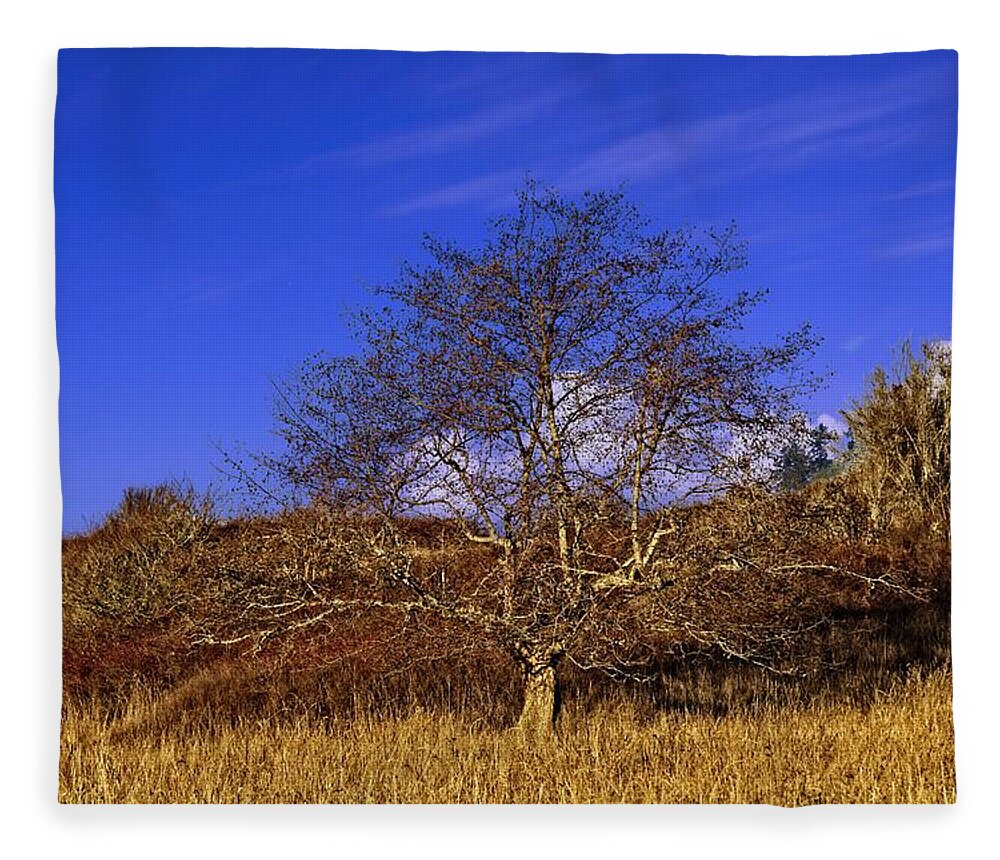 Beautiful Fleece Blanket featuring the photograph Tree Against A Slope by David Desautel