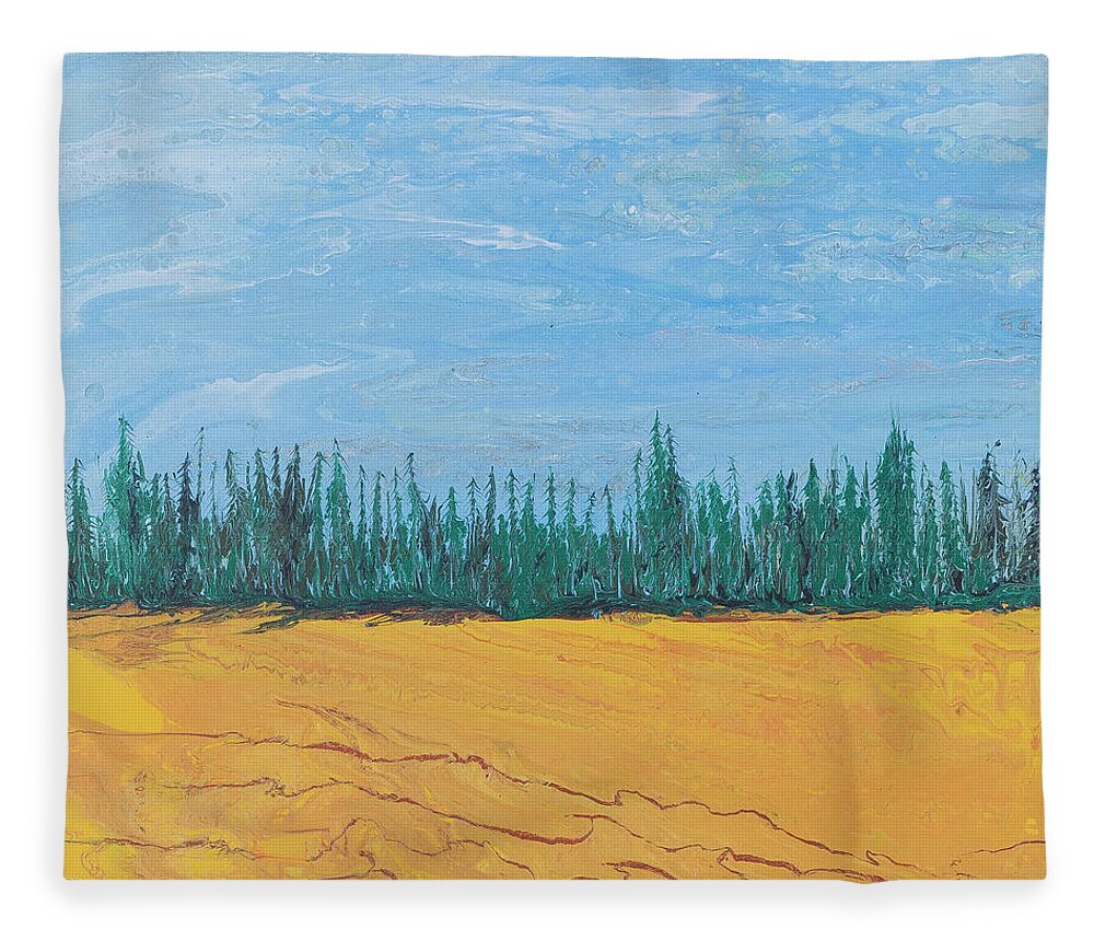 Landscape Fleece Blanket featuring the painting Tree Line by Steve Shaw