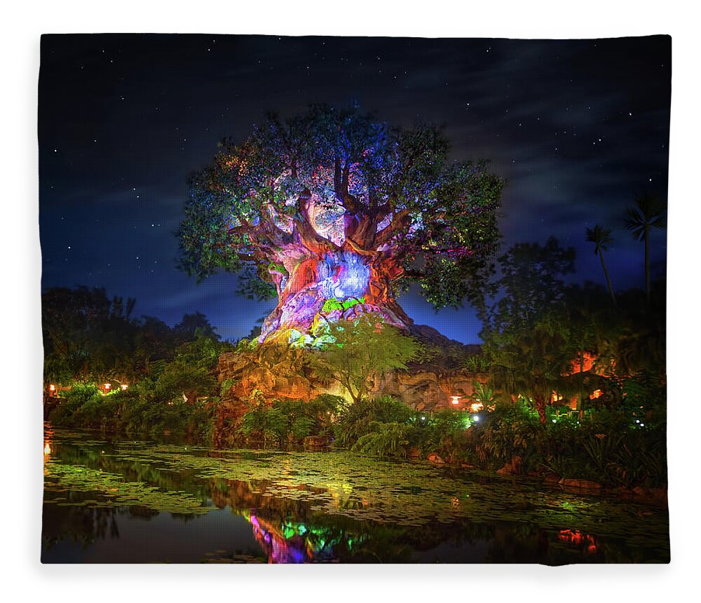 Tree Of Life Fleece Blanket featuring the photograph Tree of Life in Disney's Animal Kingdom by Mark Andrew Thomas