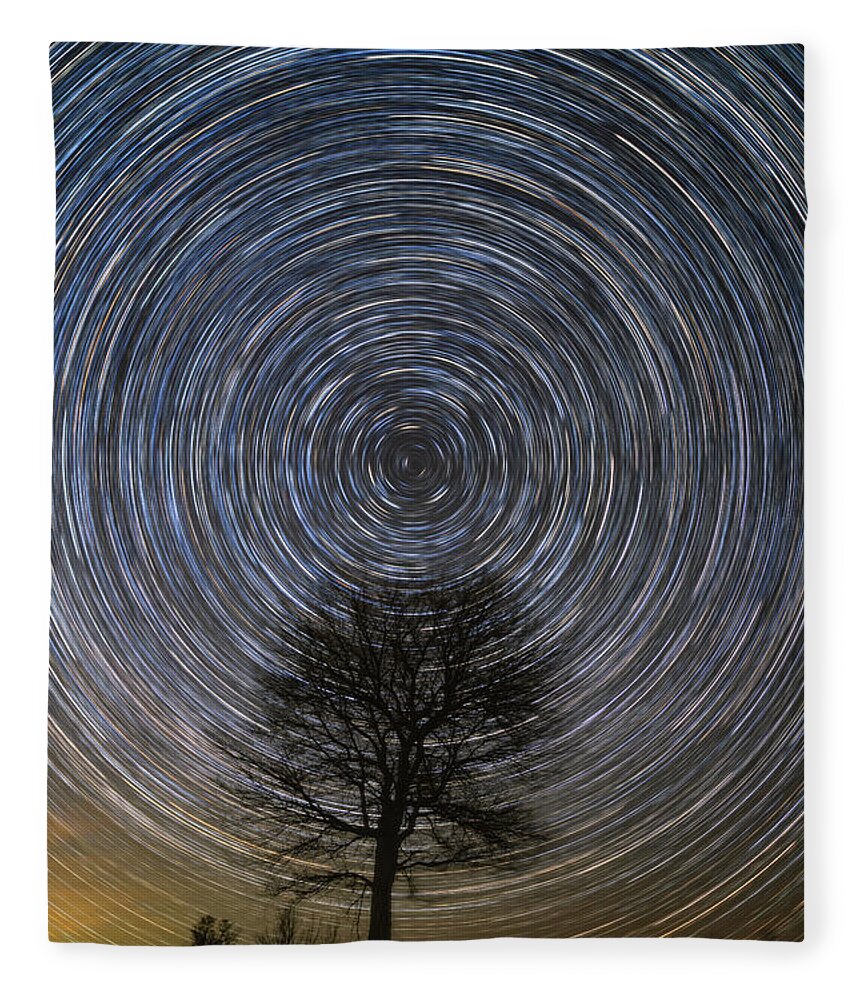 Star Trails Fleece Blanket featuring the photograph Tree Topper by Chuck Rasco Photography