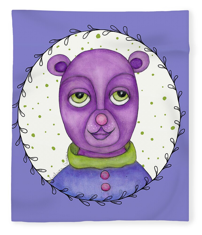 Illustration Fleece Blanket featuring the mixed media Trendy Bear by Barbara Orenya