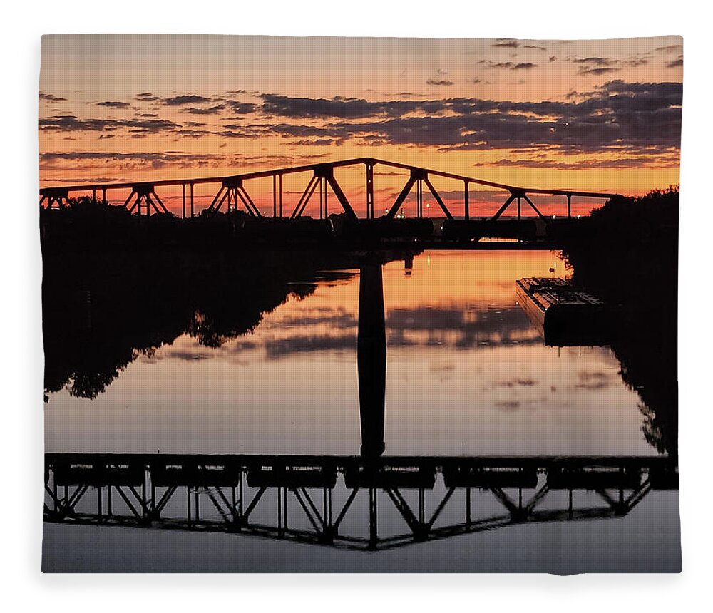 Trestle Fleece Blanket featuring the photograph Trestle Over the Black Warrior River by Jeremy Butler