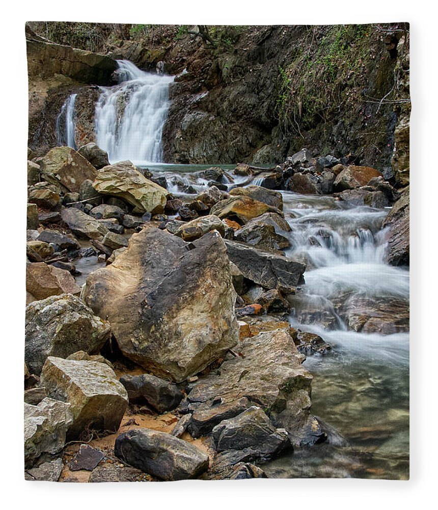 Triple Falls Fleece Blanket featuring the photograph Triple Falls On Bruce Creek 18 by Phil Perkins