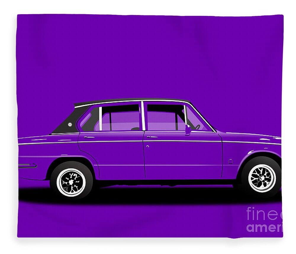 Sports Car Fleece Blanket featuring the digital art Triumph Dolomite Sprint. Purple Edition. Customisable to YOUR colour choice. by Moospeed Art