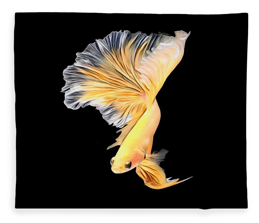 Tropical Yellow Betta Fish On Black Background Fleece Blanket by Scott  Wallace Digital Designs - Pixels
