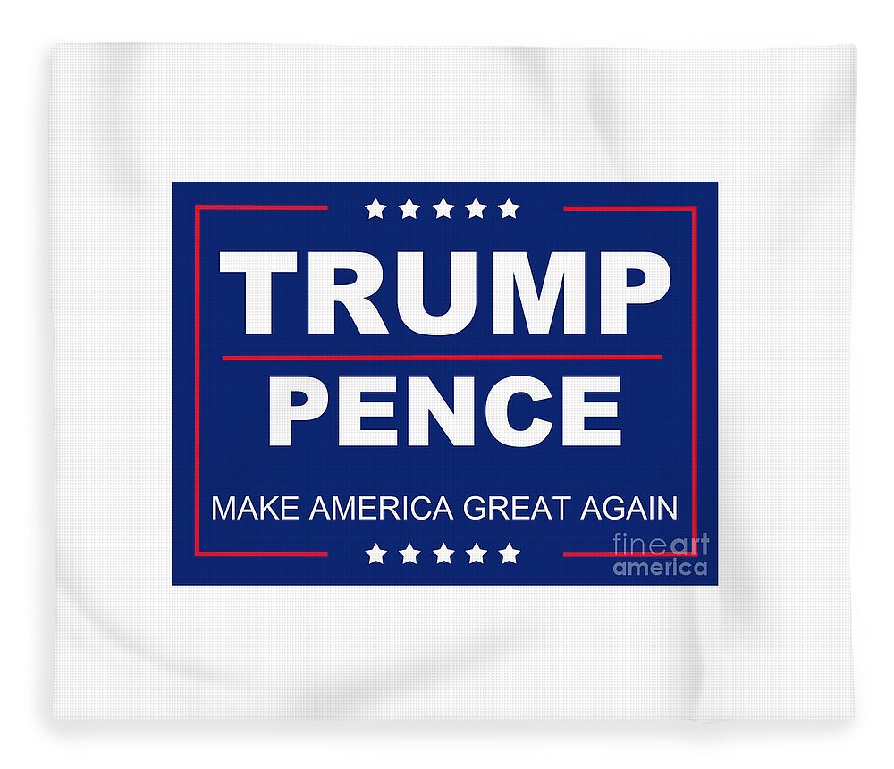 Trump Fleece Blanket featuring the photograph Trump Pence Political sign by Action