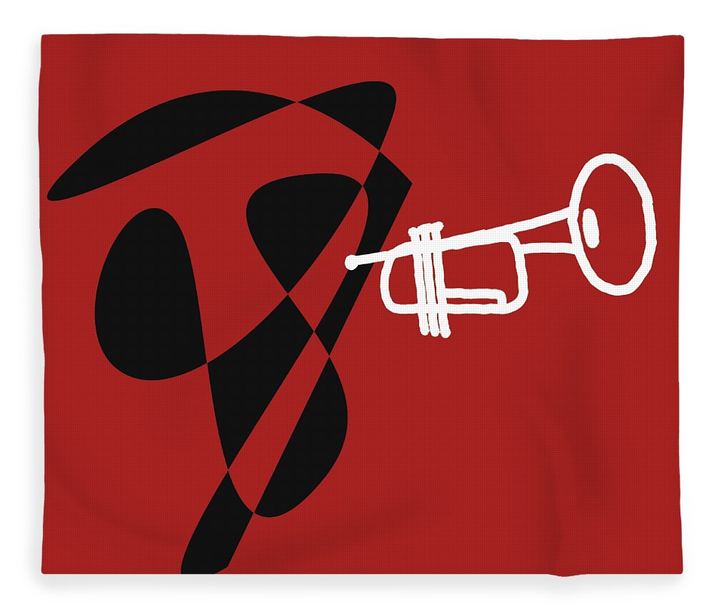 Trumpet Lessons Fleece Blanket featuring the digital art Trumpet in Orange Red by David Bridburg