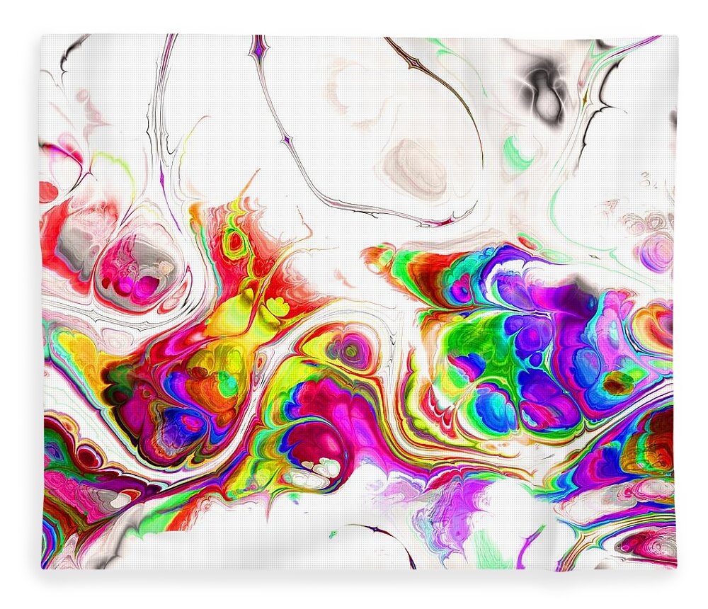 Colorful Fleece Blanket featuring the digital art Tukiyem - Funky Artistic Colorful Abstract Marble Fluid Digital Art by Sambel Pedes