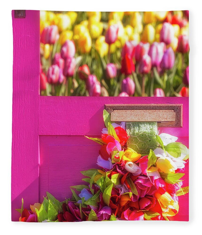 Tulip Fleece Blanket featuring the photograph Tulip Parcel Delivery by Susan Candelario