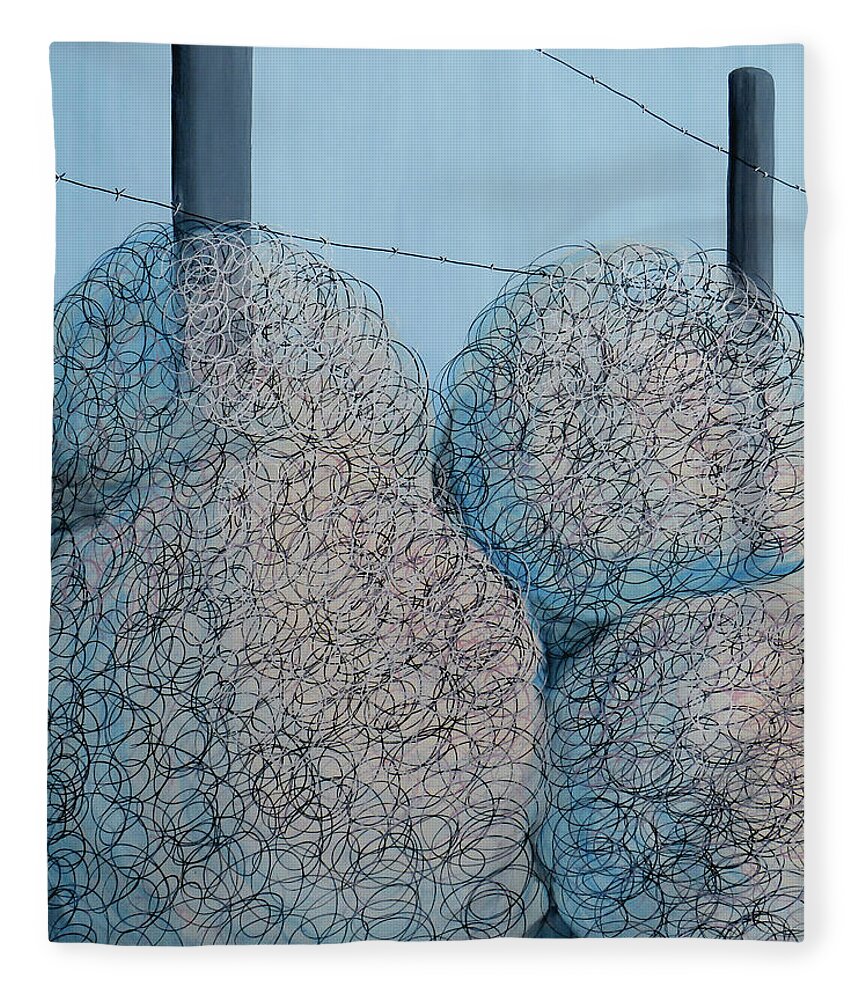 Tumbleweeds Fleece Blanket featuring the painting Tumbleweeds Blue by Ted Clifton