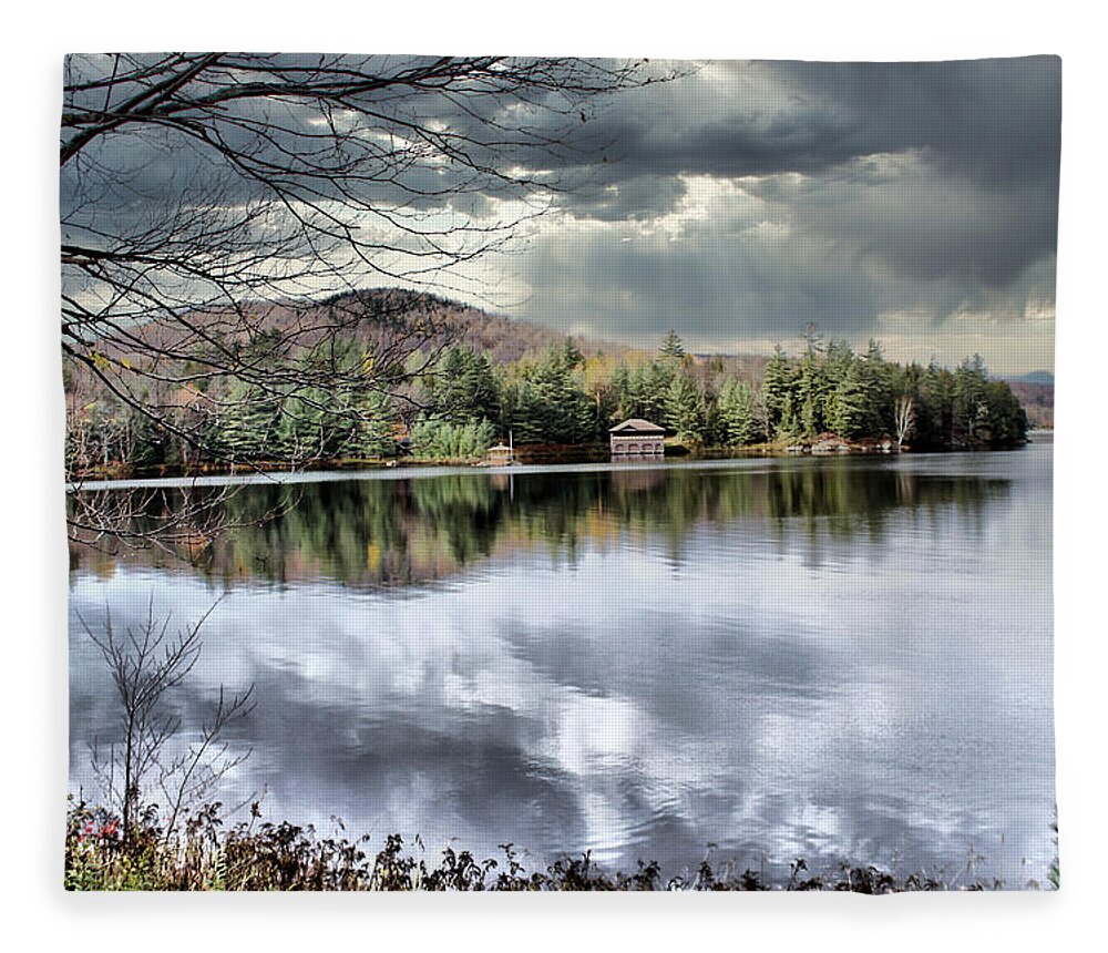 Lake Fleece Blanket featuring the photograph Tupper Lake Storm Clouds by Russel Considine