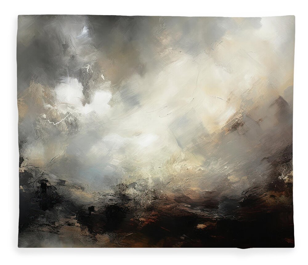 Dreamscapes Fleece Blanket featuring the painting Turbulence 4 Atmospheric Abstract Painting by Jai Johnson