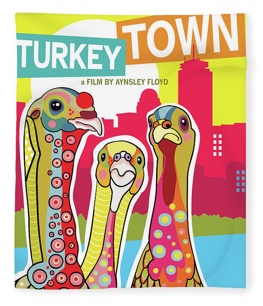  Fleece Blanket featuring the digital art Turkey Town by Caroline Barnes