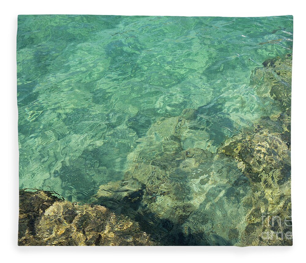 Turquoise Fleece Blanket featuring the photograph Turquoise blue water on the Mediterranean coast by Adriana Mueller