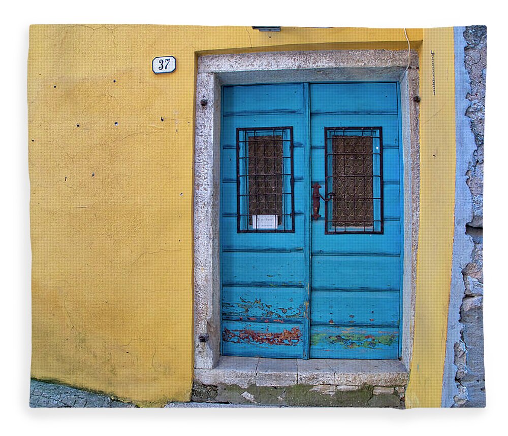 Adriatic Sea Fleece Blanket featuring the photograph Turquoise Door 1 by Eggers Photography