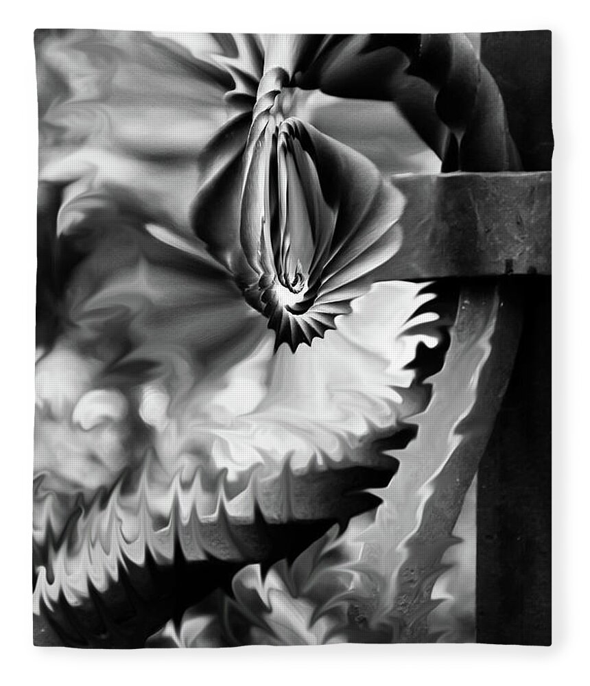 Black And White Fleece Blanket featuring the photograph Twisted Metal by Shara Abel