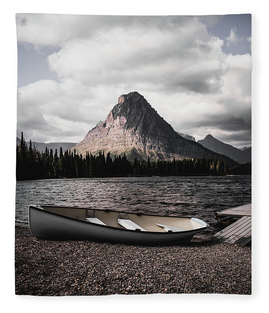  Fleece Blanket featuring the photograph Two Medicine Canoe by William Boggs