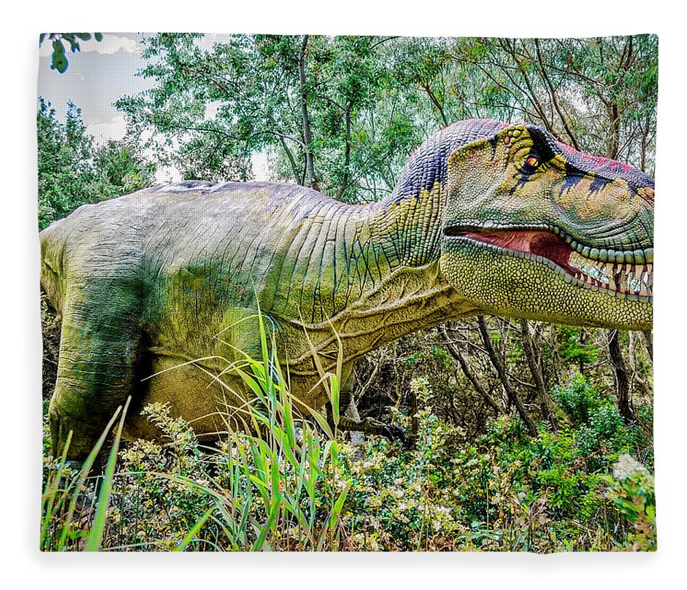 Tyrannosaurus Rex Fleece Blanket featuring the digital art Tyrannosaurus Rex by WAZgriffin Digital