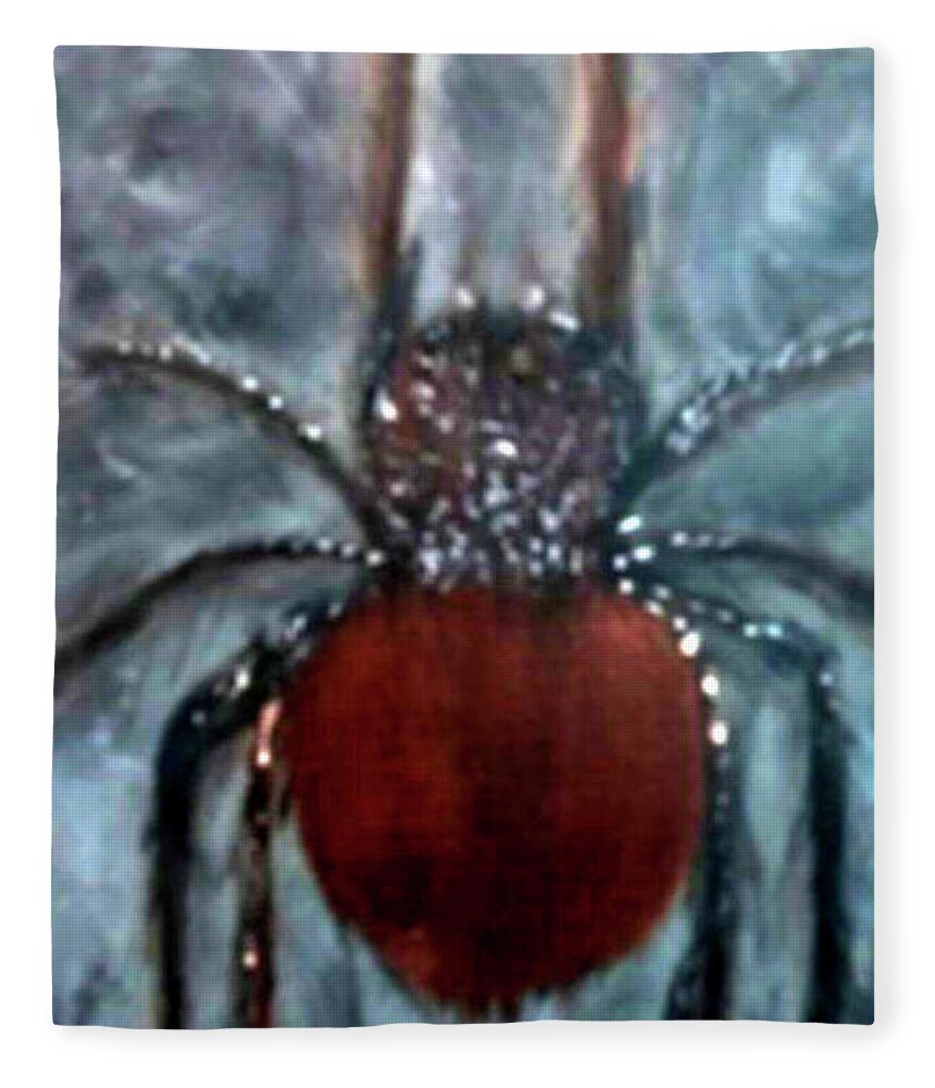 Ugly Fleece Blanket featuring the painting Ugly Spider by Anna Adams