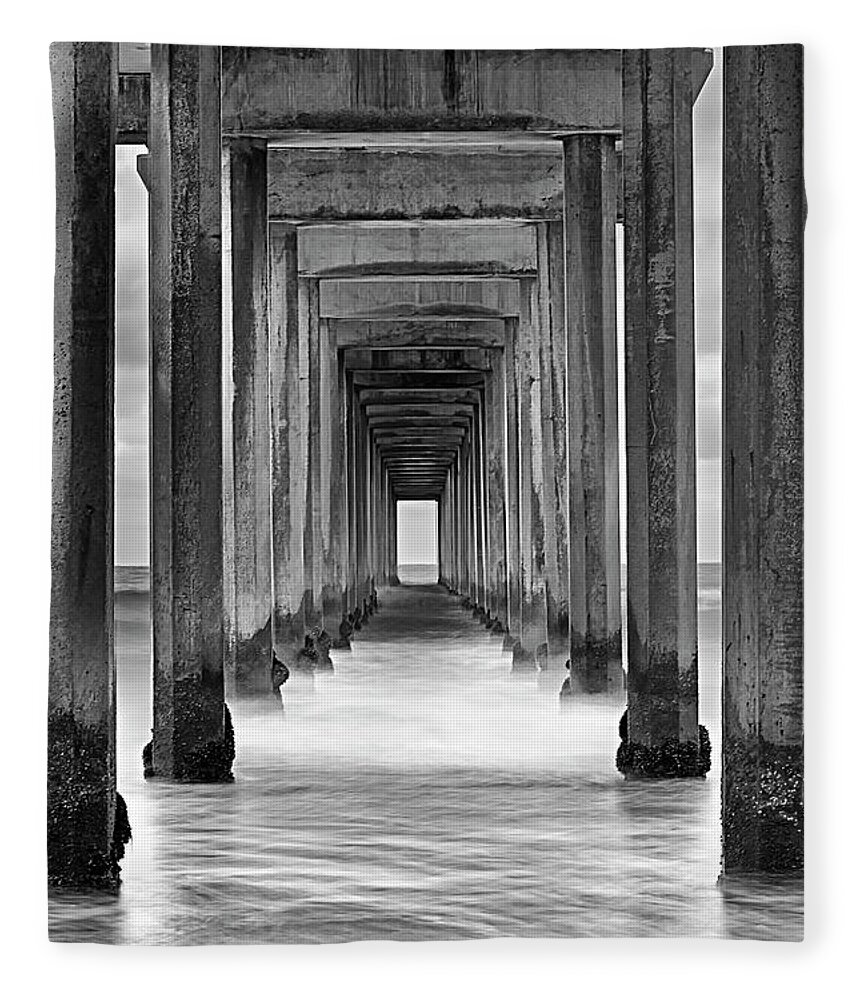 Scripps-pier Fleece Blanket featuring the photograph Under Scripps Pier by Gary Johnson