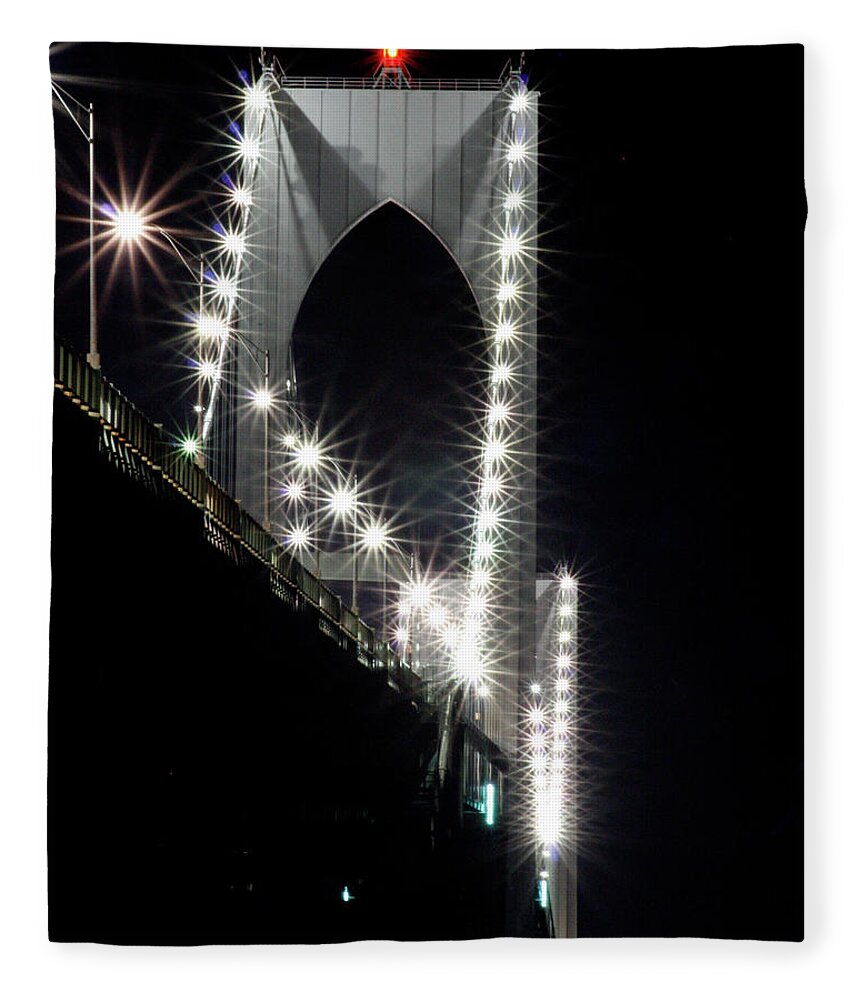 Newport Bridge Fleece Blanket featuring the photograph Under the Bridge by Jim Feldman