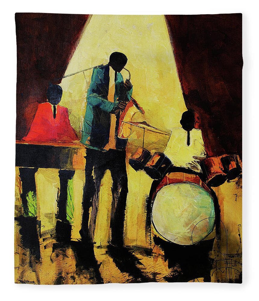 Nni Fleece Blanket featuring the painting Under The light by Ndabuko Ntuli