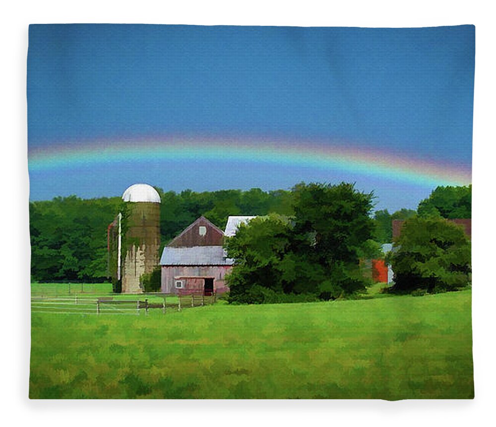 Lisa Fleece Blanket featuring the digital art Under the Rainbow by Monroe Payne