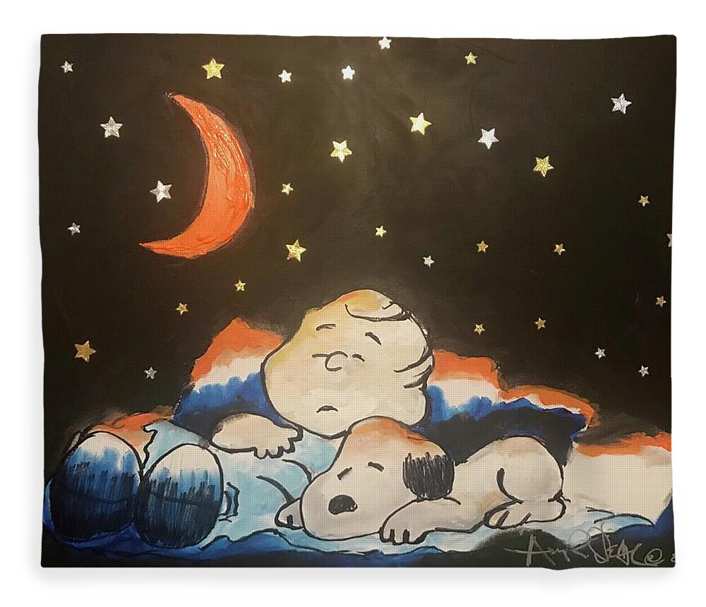  Fleece Blanket featuring the painting Under the Stars by Angie ONeal