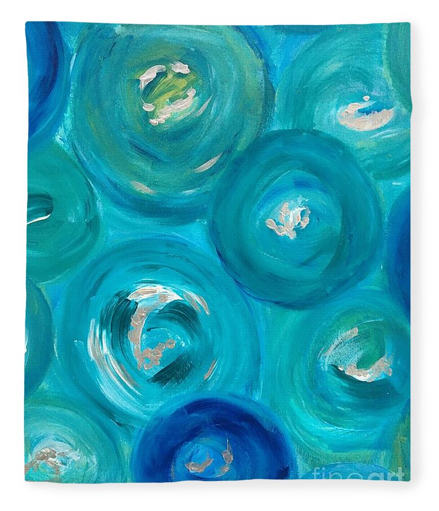 Bubbles Fleece Blanket featuring the painting Under Water by Debora Sanders
