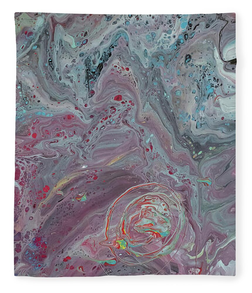 Pour Fleece Blanket featuring the mixed media Underwater Pour by Aimee Bruno