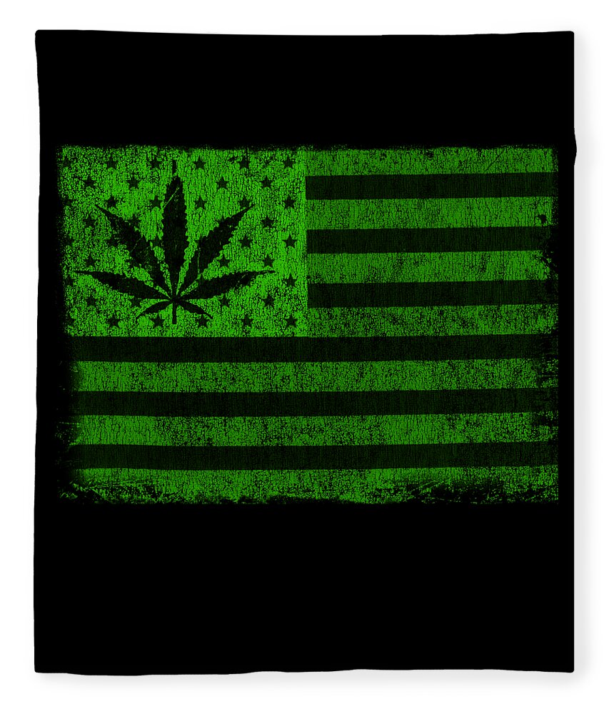 Funny Fleece Blanket featuring the digital art United States Of Cannabis by Flippin Sweet Gear