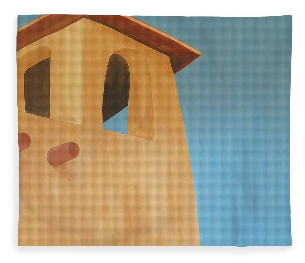 Southwest Fleece Blanket featuring the painting Unknown Church by Ted Clifton