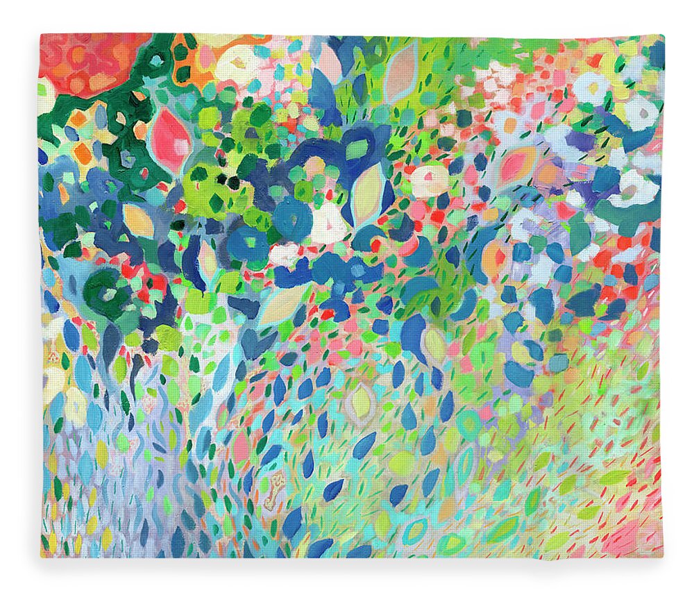 Floral Fleece Blanket featuring the painting Unlocking Hope by Jennifer Lommers