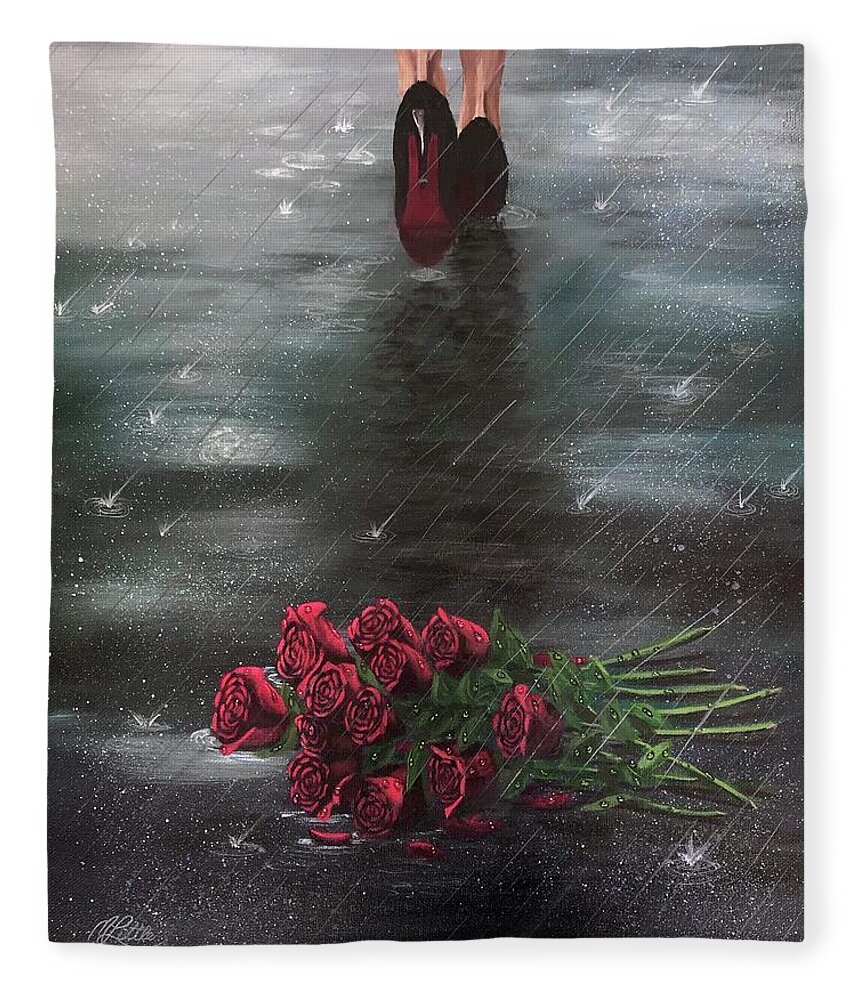 Red Fleece Blanket featuring the painting Unnamed by Marlene Little