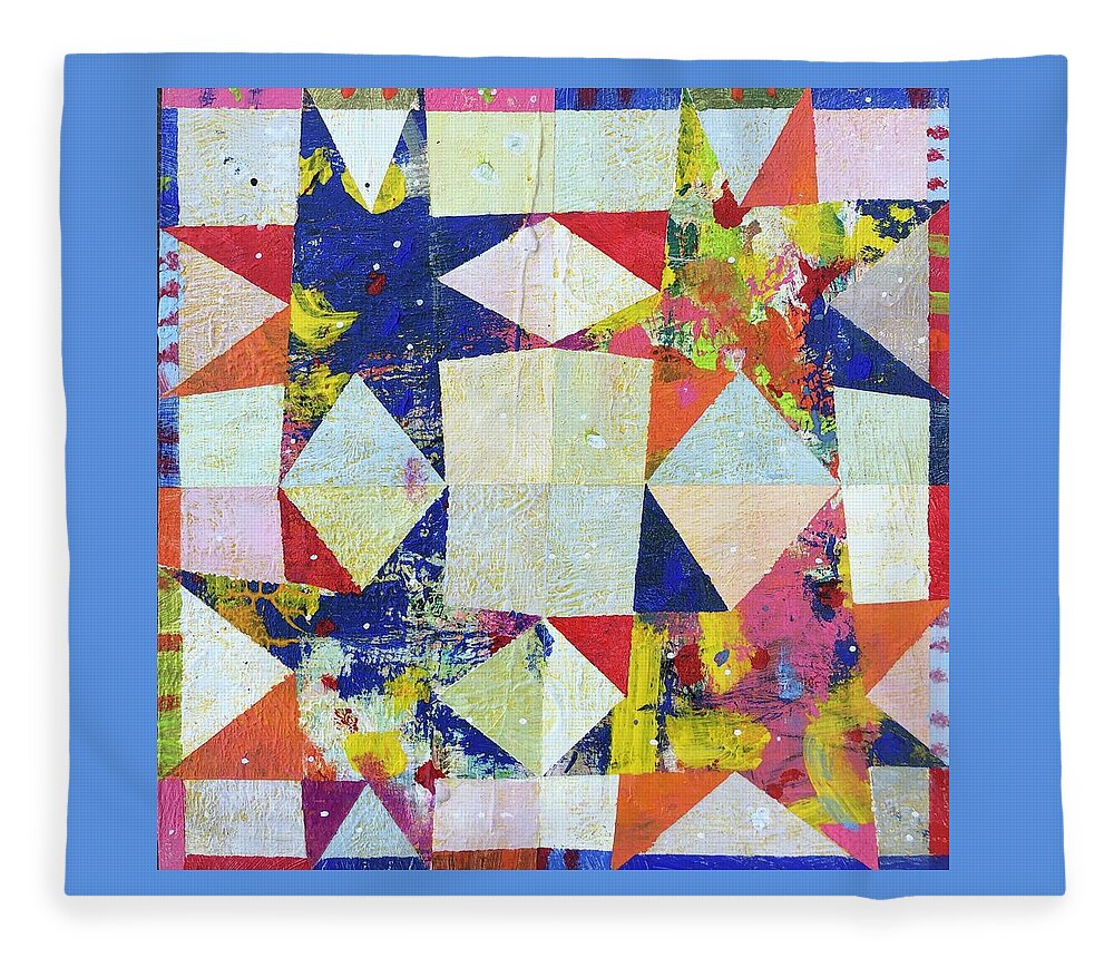 Stars Fleece Blanket featuring the painting Uno, Dos, Tres, Cuatro by Cyndie Katz
