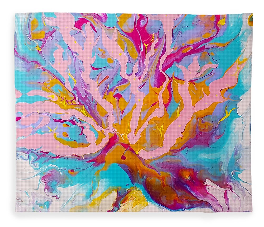 Abstract Fleece Blanket featuring the painting Upbeat by Christine Bolden