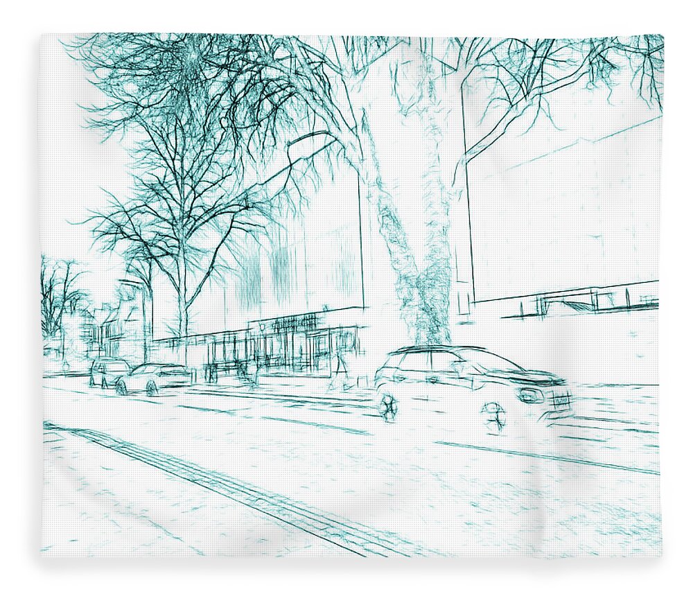 Sketch Fleece Blanket featuring the digital art Urban Planner Rough Design Sketch by Shelli Fitzpatrick
