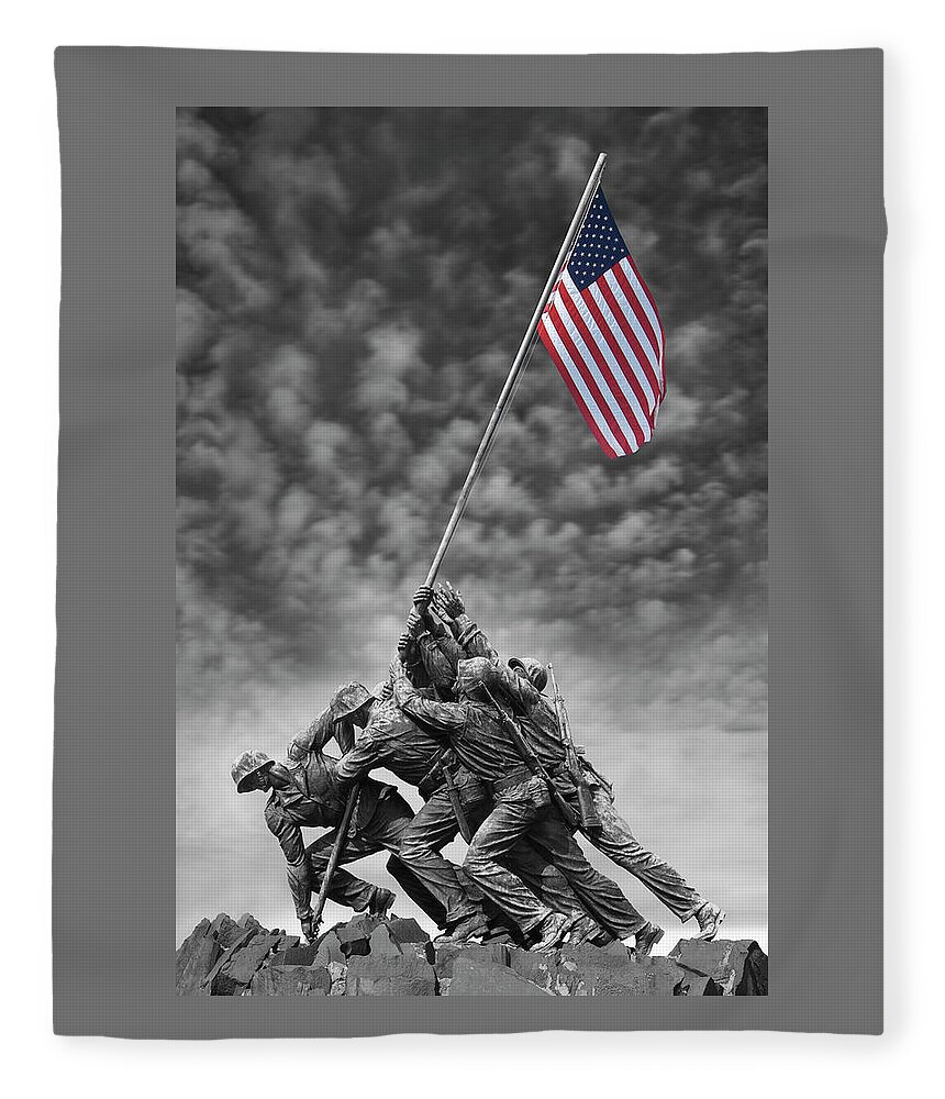 Marine Corp Fleece Blanket featuring the photograph US Marine Corps War Memorial by Mike McGlothlen