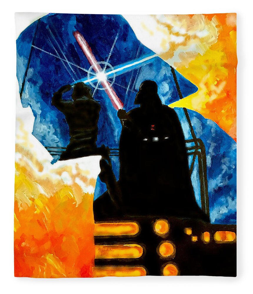 Vader Fleece Blanket featuring the painting Vader by Joel Tesch