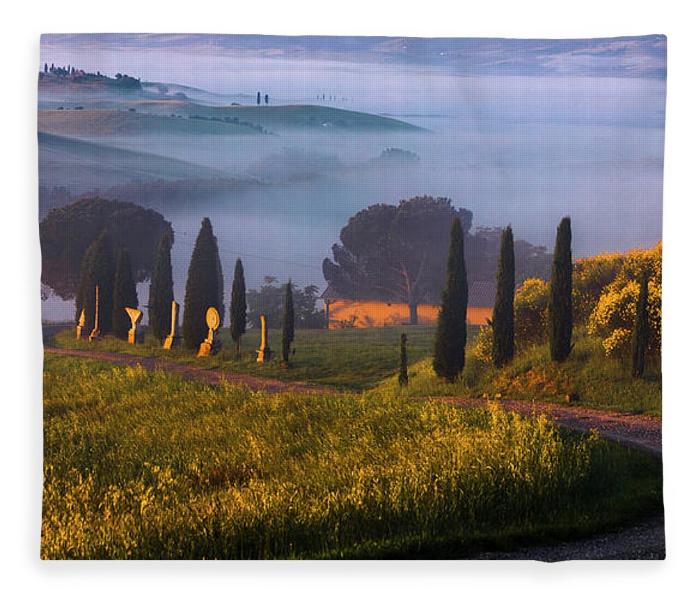 Italy Fleece Blanket featuring the photograph Val d'Orcia by Evgeni Dinev