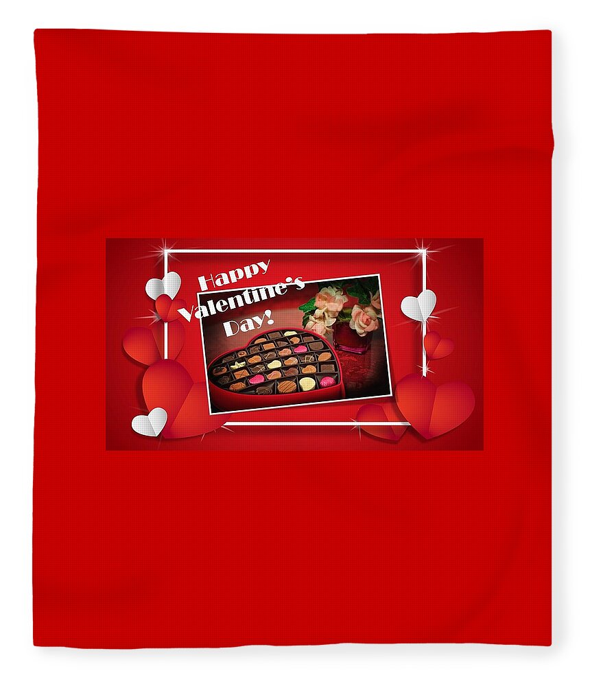 Valentine's Day Fleece Blanket featuring the mixed media Valentine's Day Chocolates by Nancy Ayanna Wyatt