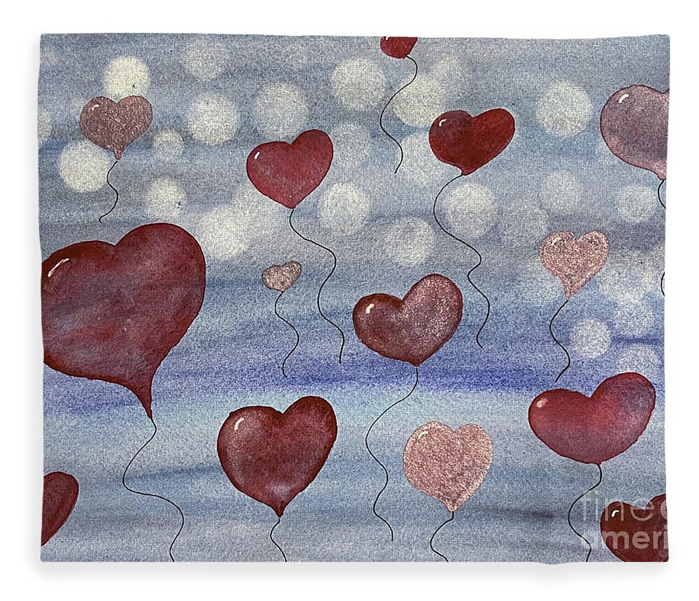 Valentines Day Fleece Blanket featuring the painting Valentine's Day in Seattle by Lisa Neuman