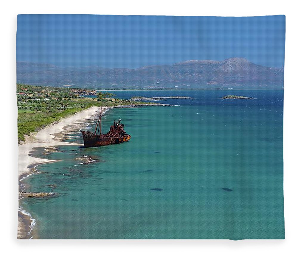 Beach Fleece Blanket featuring the photograph Valtaki Beach in Mani, Greece by Sean Hannon