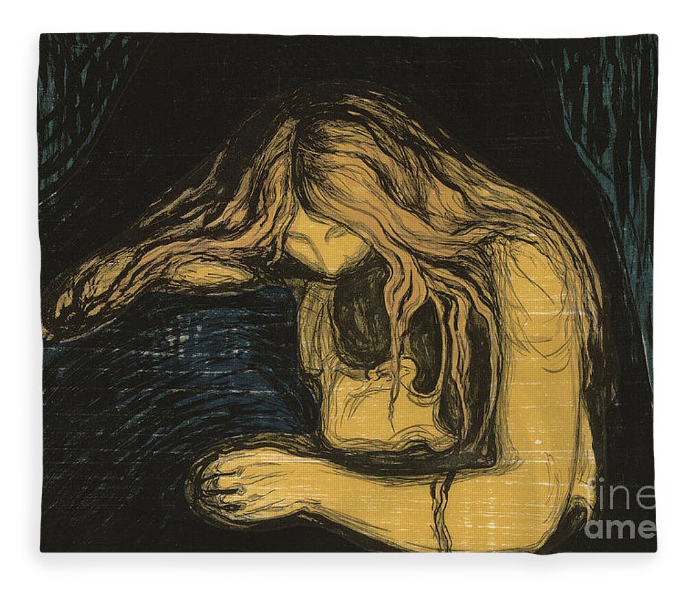 I første omgang biologi løn Vampire II by Munch Fleece Blanket by Edvard Munch - Pixels