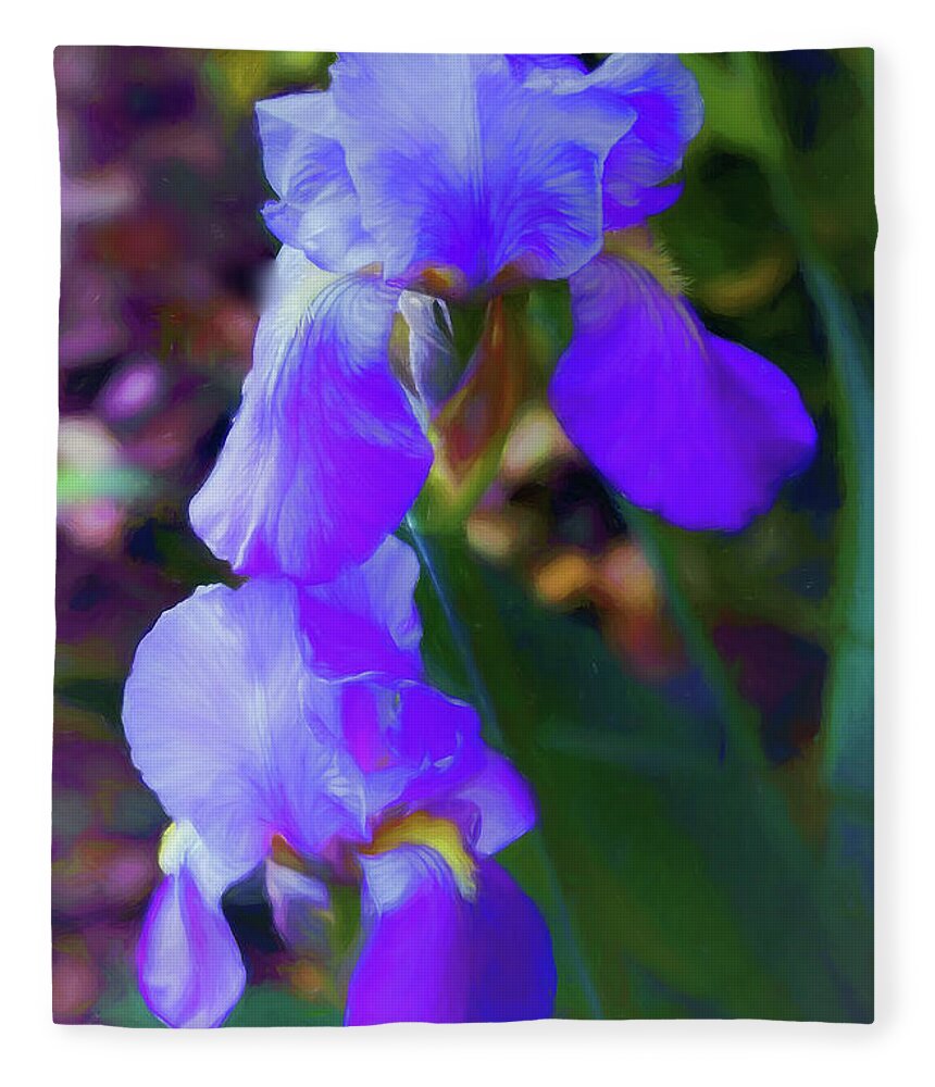 Irises Fleece Blanket featuring the photograph Variegated Sweet Iris by Ola Allen